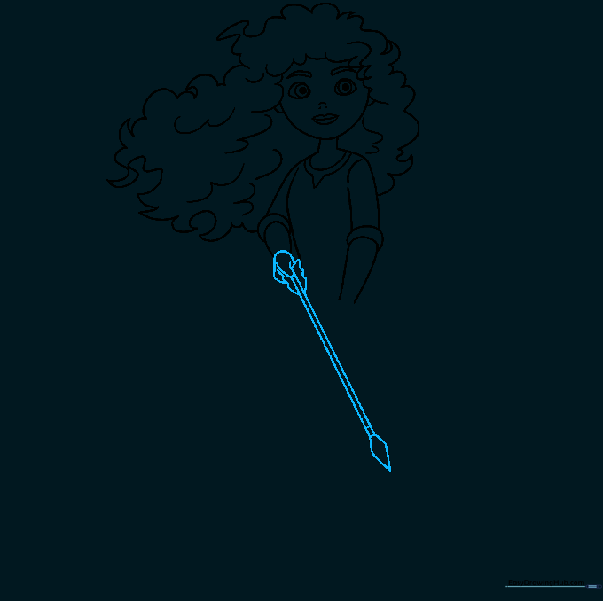 Drawing the hand holding an arrow with a diamond-shaped tip.