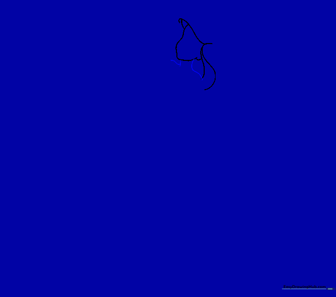 Two curved lines extending from the jaw to form the neck and shoulders.