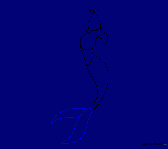 Two sets of curved lines added to the end of the tail to represent fins.