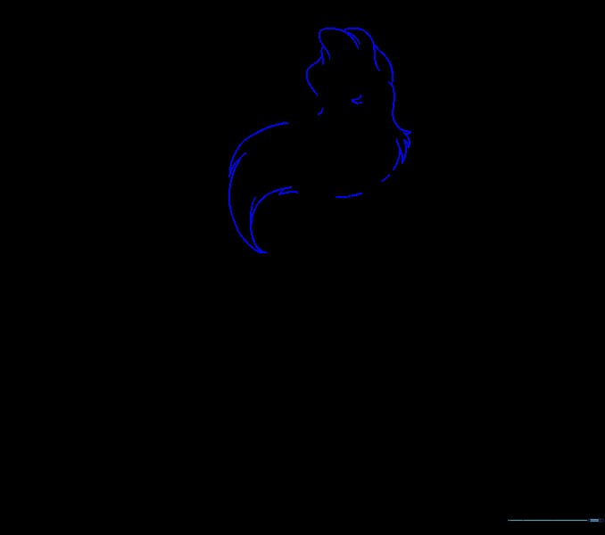 Long, flowing hair lines added around the head and shoulders.