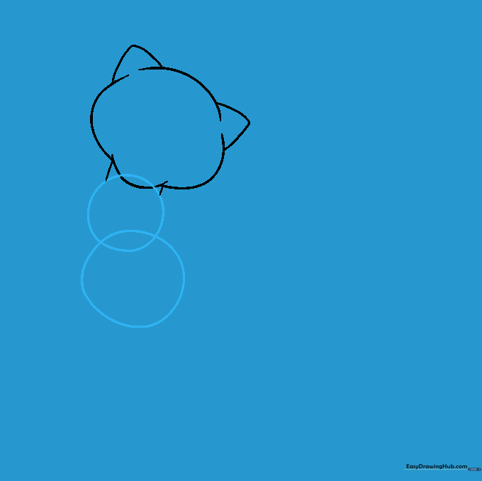 Two overlapping circles sketched below the head to represent the torso.
