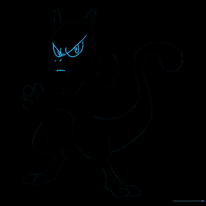 Adding facial features including eyes, brow, and mouth to Mewtwo.