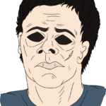 A completed, high-quality drawing of Michael Myers from Halloween.