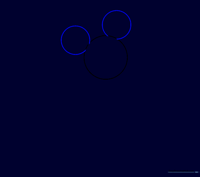 The head circle with two smaller circles attached to the top to form Mickey's ears.