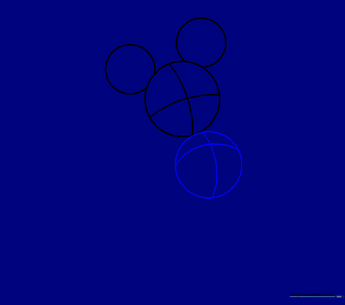 A larger circle positioned below the head to represent the body, featuring cross-guidelines.