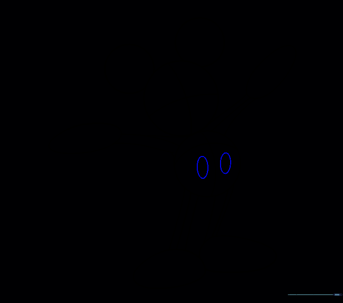 Two small circles added to the torso area to represent Mickey's buttons.