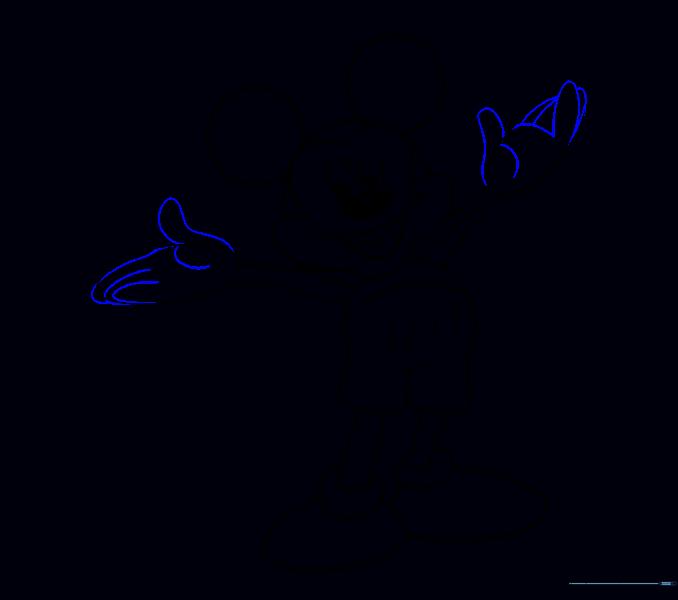 The hands are now detailed to resemble Mickey's signature white gloves.