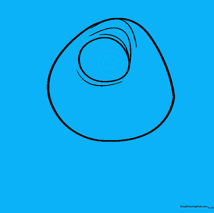Drawing the iris and pupil using three nested circles inside the eye.