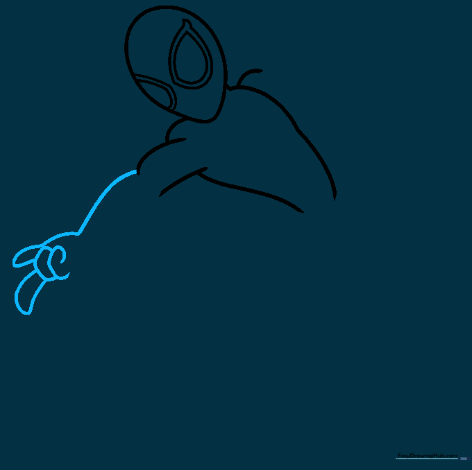 Detailed sketch of a hand in the iconic Spider-Man web-shooting pose.