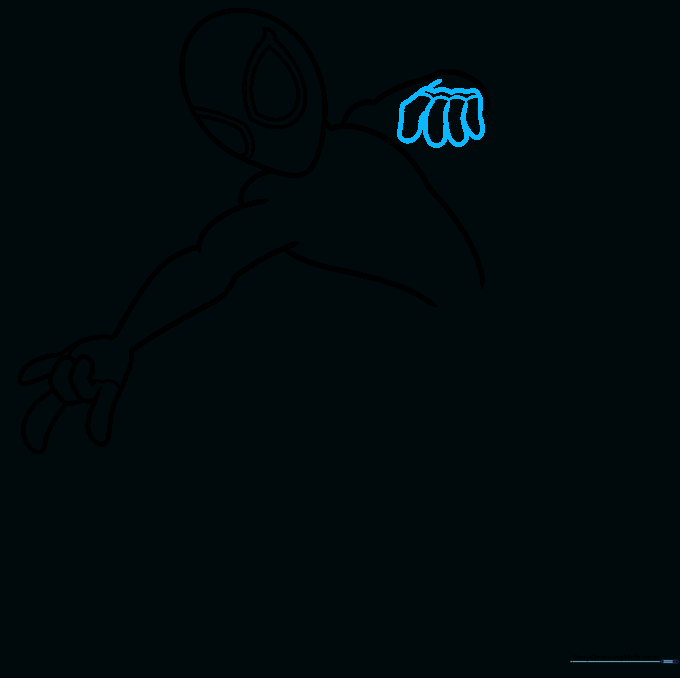 Drawing the second hand with knuckle details and finger structure.