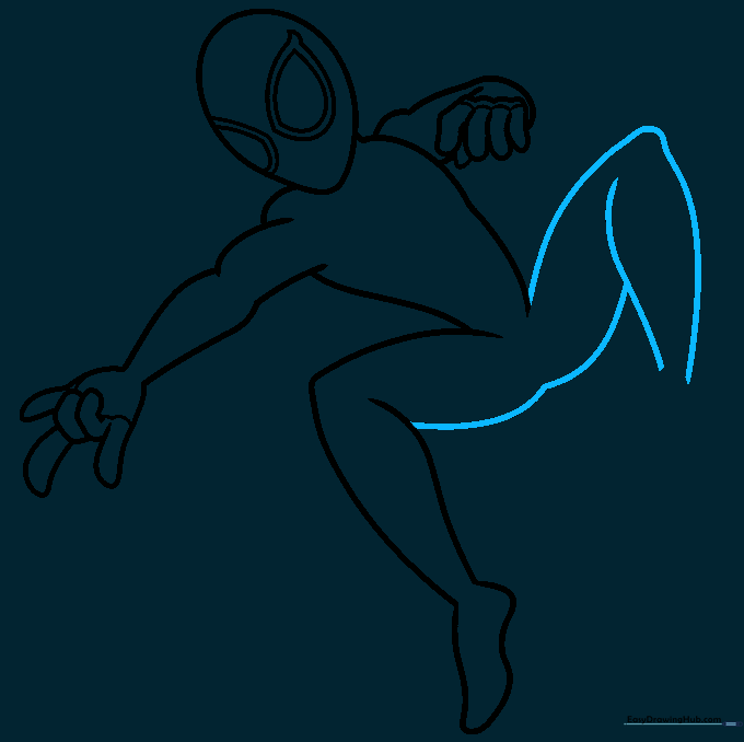Connecting the legs to the torso to complete the full-body outline.