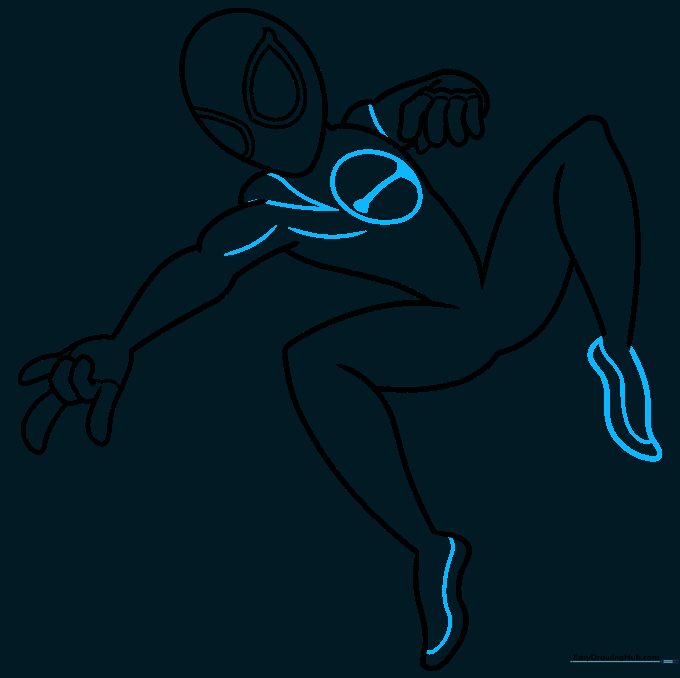 Adding details like the chest logo and muscle contours to the suit.
