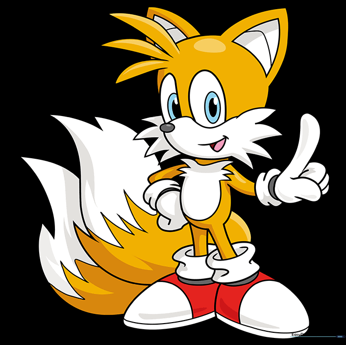 Final colored illustration of Tails from Sonic the Hedgehog.