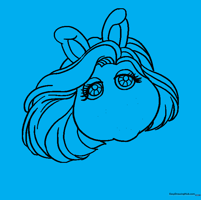 Sketch showing the placement of the nose, nostrils, and mouth.