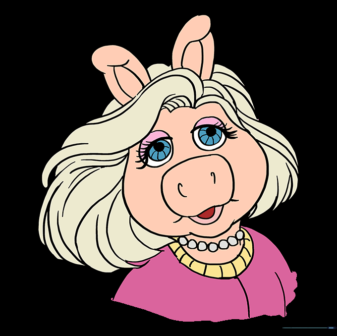 Final colored illustration of Miss Piggy.