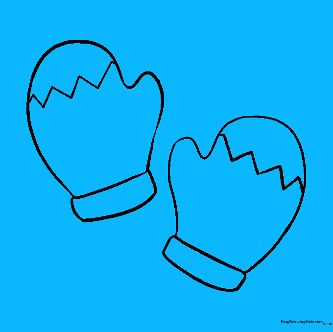A large diamond shape drawn inside the main body of the left mitten.
