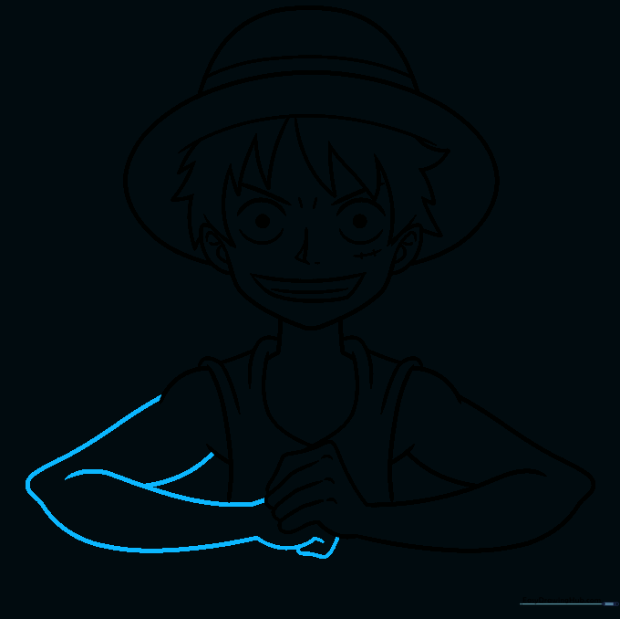 Refining the arm and hand outlines for a cleaner look.
