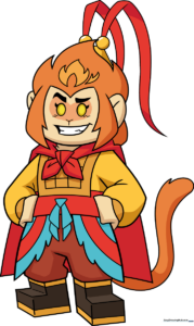 Colorful, finished drawing of Monkie Kid, showcasing his iconic outfit and spiky hair.