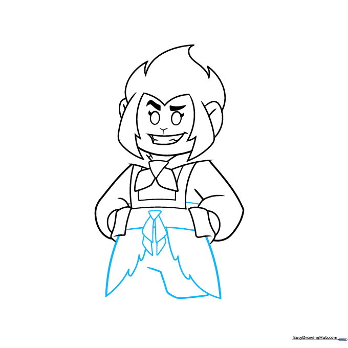 Monkie Kid drawing focusing on the belt, tassels, and tunic hem.