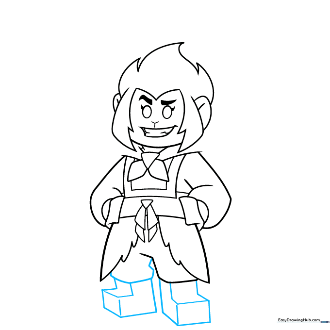 Monkie Kid drawing showing the addition of the blocky legs.