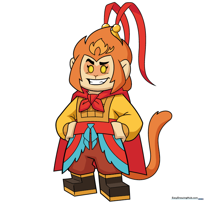 Finished, colored illustration of Monkie Kid.