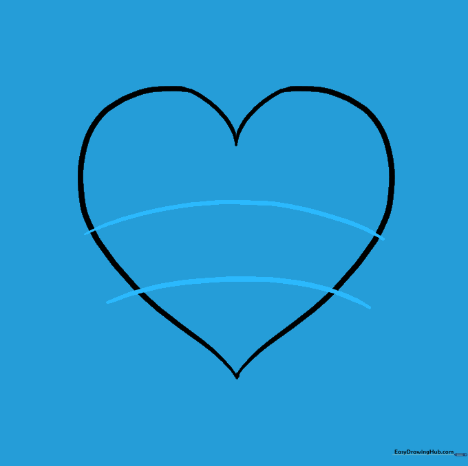 Heart drawing with two horizontal lines added across the middle.