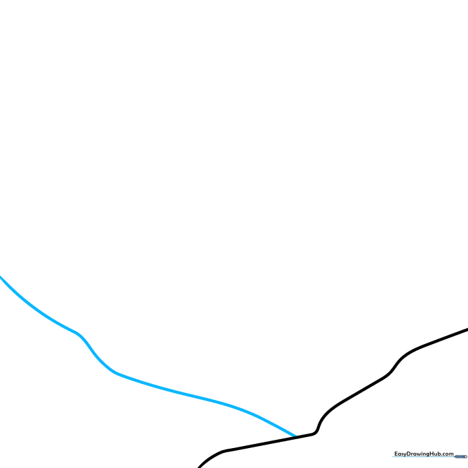 Two intersecting wavy lines forming the triangular summit of Mount Everest.