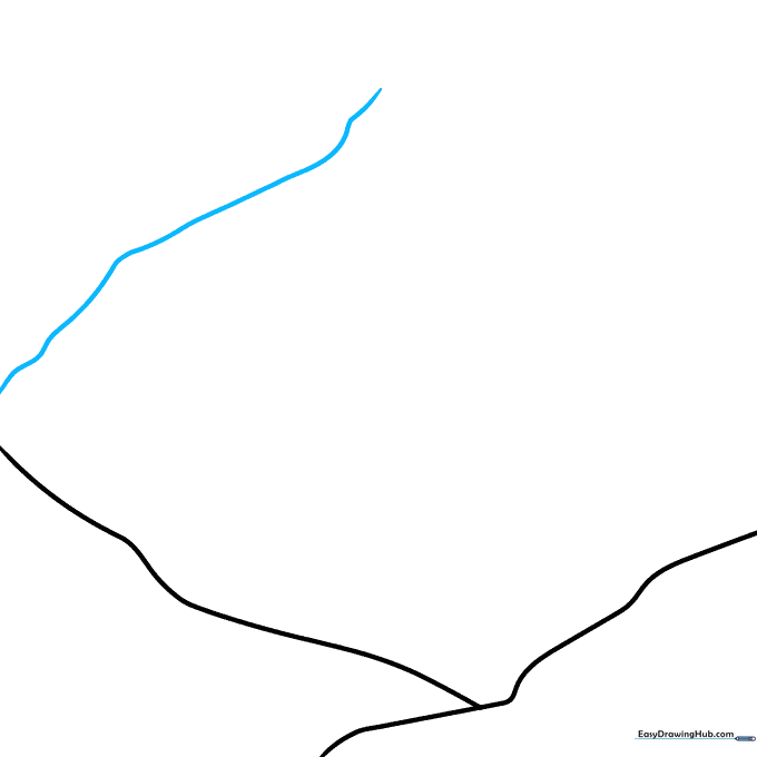 A third wavy line added to the side of the mountain to create contour and depth.