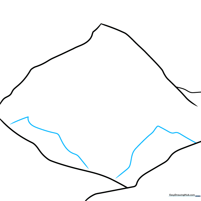 Two jagged wavy lines drawn across the front of the mountain to indicate ridges.