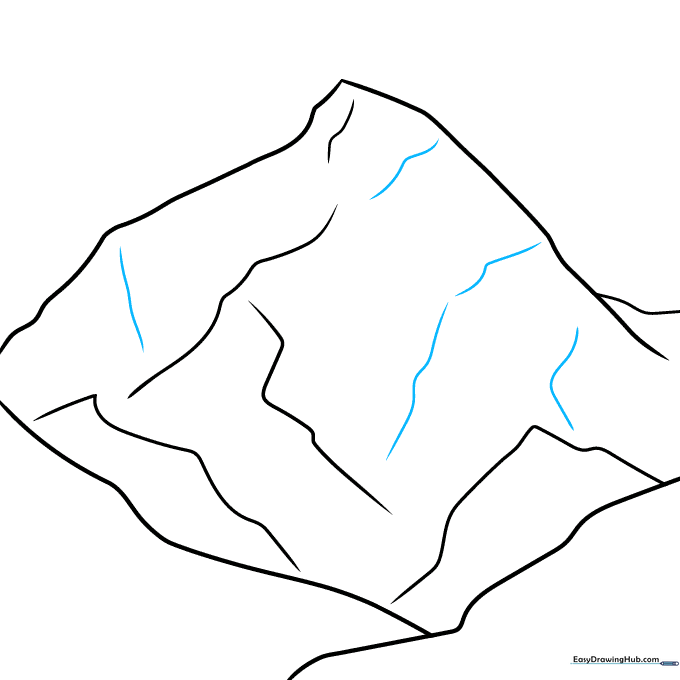 Additional contour lines added to the mountain faces to show texture.