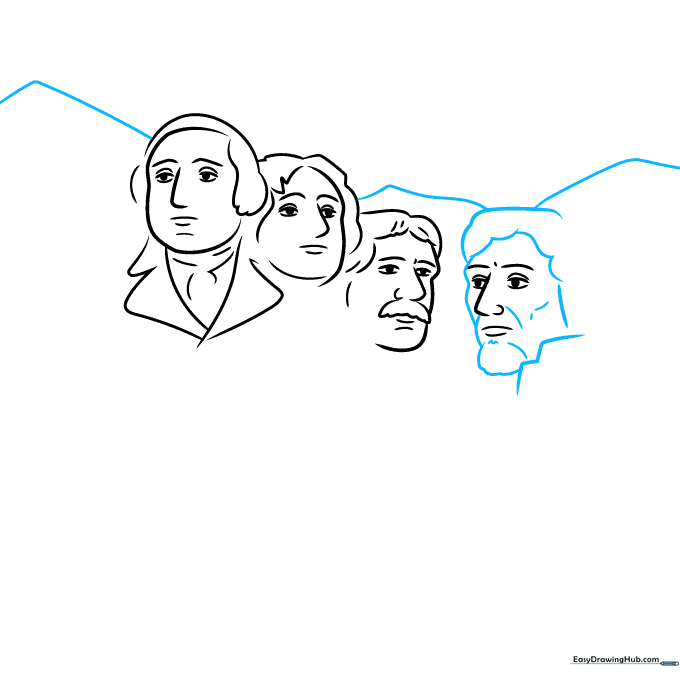 Abraham Lincoln's profile completed with the surrounding mountain cliff lines.