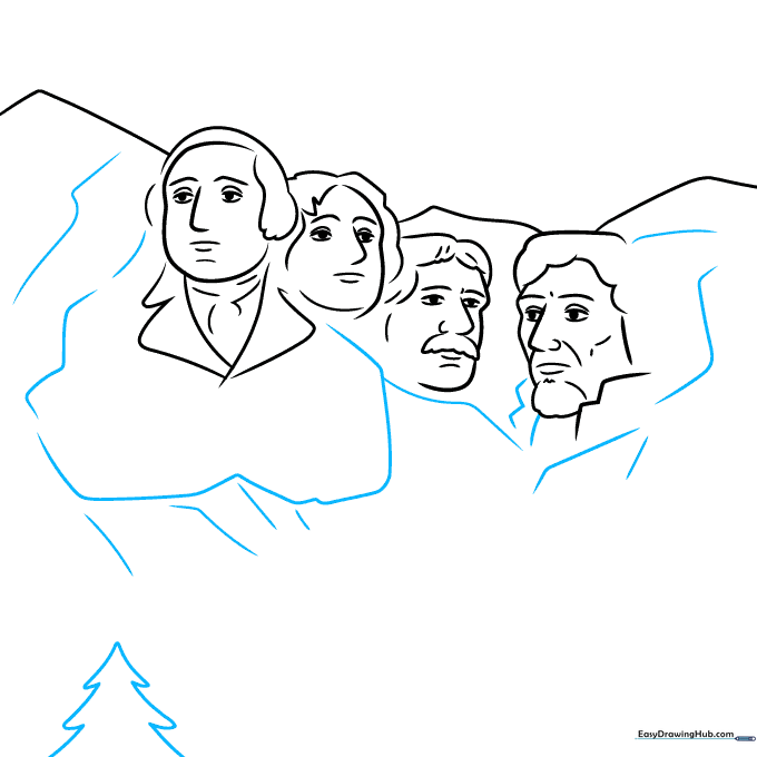 Adding rocky texture to the mountain and starting the pine trees at the base.