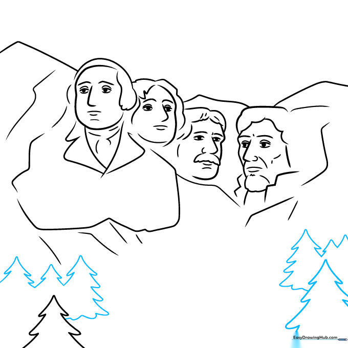 A forest of pine trees added to the base of the mountain to create perspective.
