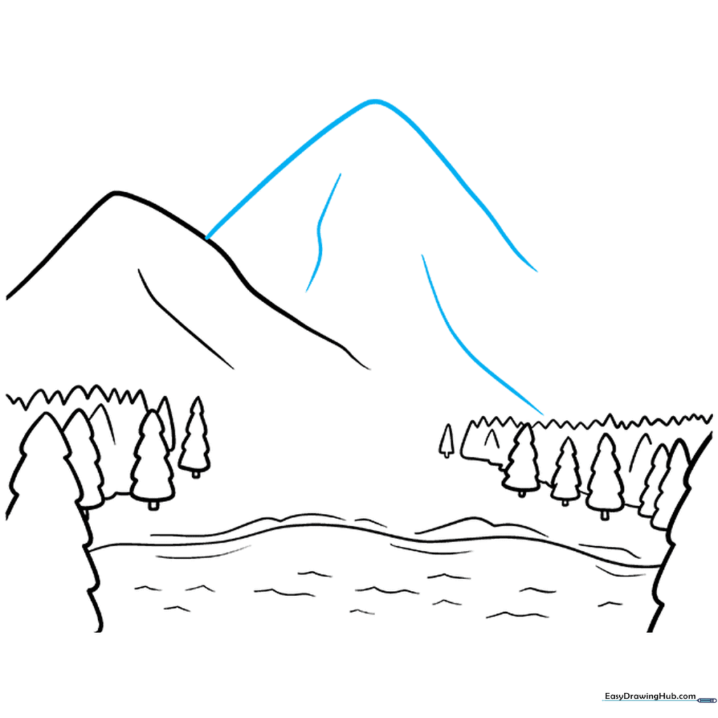 Adding a second, taller mountain peak behind the first one.