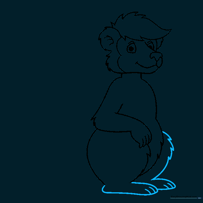 Detailed drawing of Mr. Skunk's feet with simple toe markings.