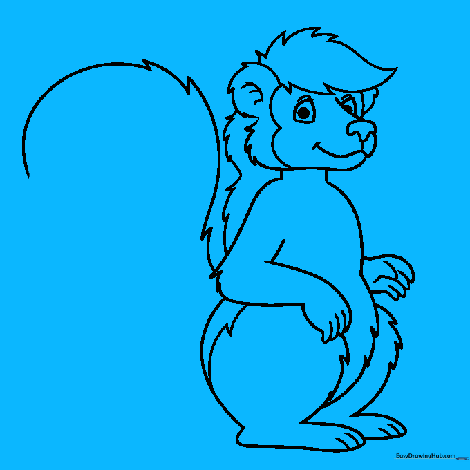 Finalizing the large, flame-like tail of Mr. Skunk.