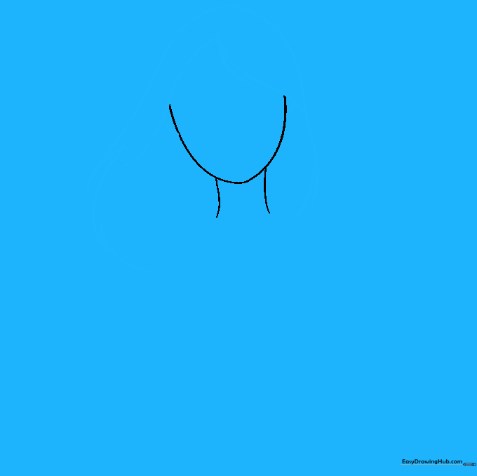 Outline of Mulan's hair with bangs and side tendrils added to the head shape.