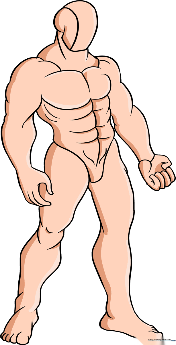 A complete, illustrated guide on how to draw a muscular figure.