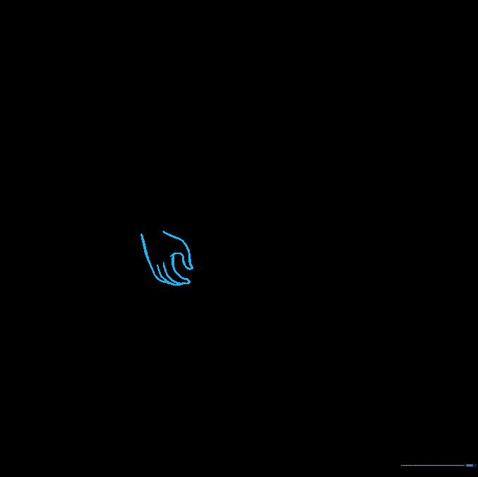 Drawing the basic outline of a hand and fingers.