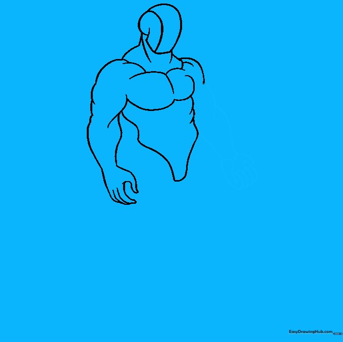 Adding detail to the arms and finishing the clenched fist.