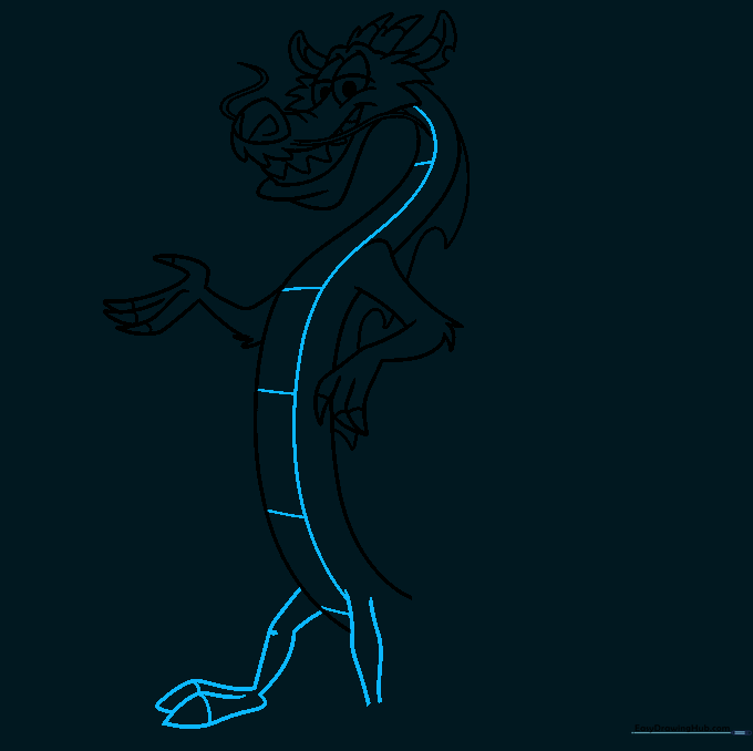 Drawing the belly and the initial leg structure.