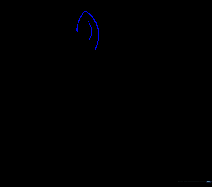 Sketching the pointed ear on the top right of the head.