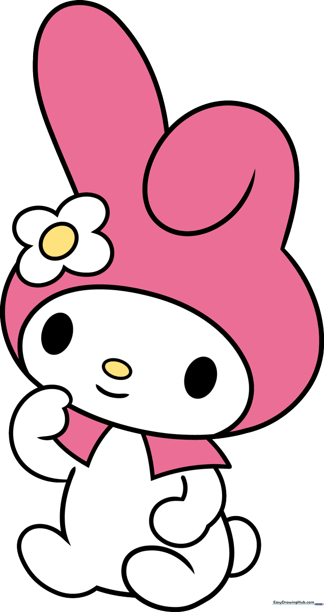 Colorful, finished illustration of My Melody from Sanrio, perfect for kids to reference.