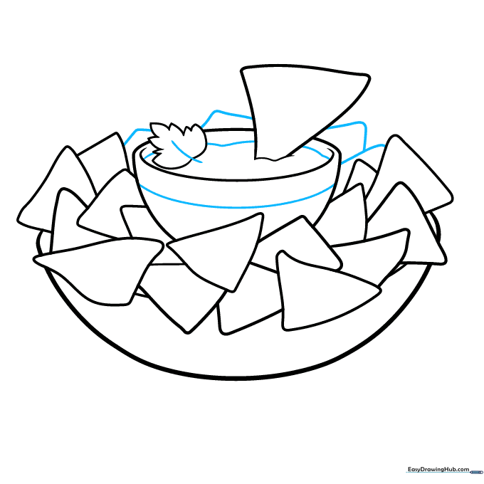 Adding decorative stripes to the bowl and veins to the cilantro leaf.