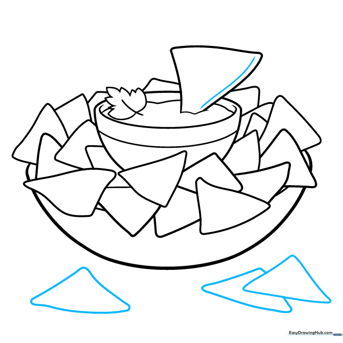 Drawing extra chips on the table surface for a complete composition.