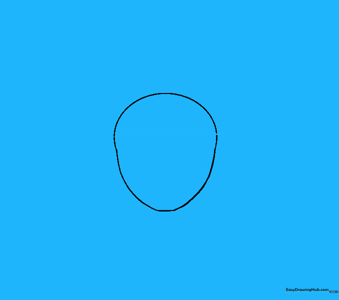 Drawing a curved line across the forehead area to define the headband placement.