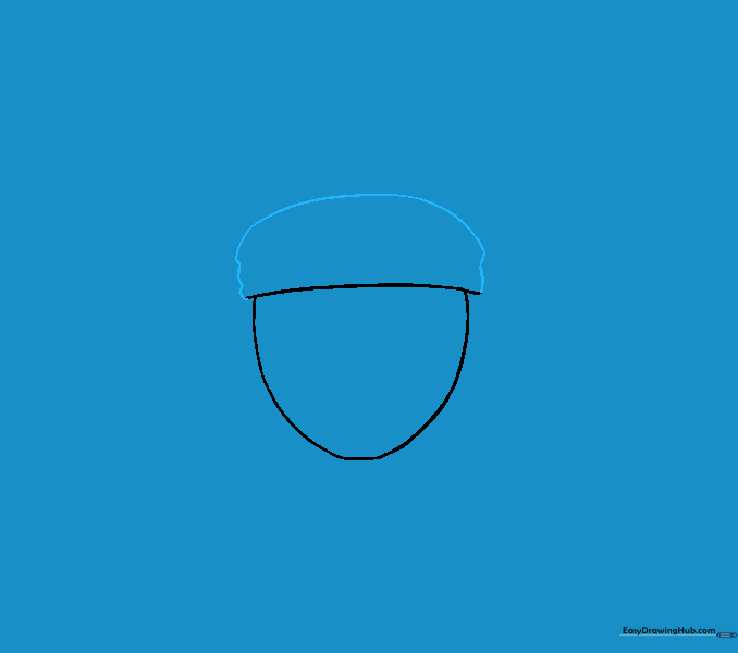 Drawing the wavy outline of Naruto's ninja headband.