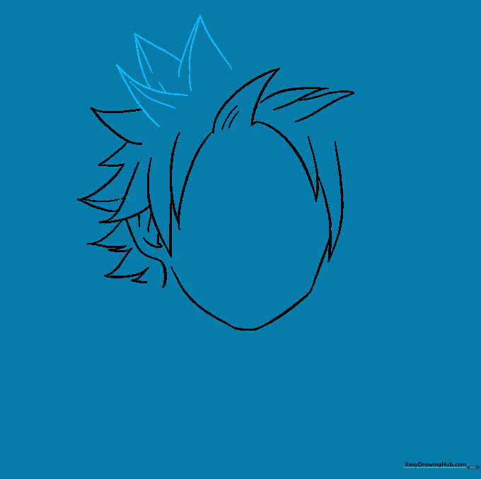 Adding texture lines to Natsu's hair spikes