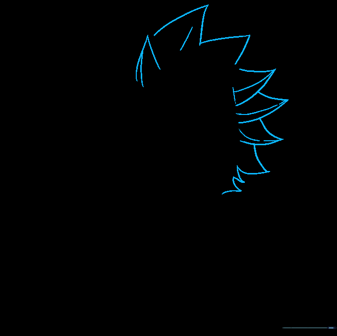 Completed hair outline for Natsu character drawing