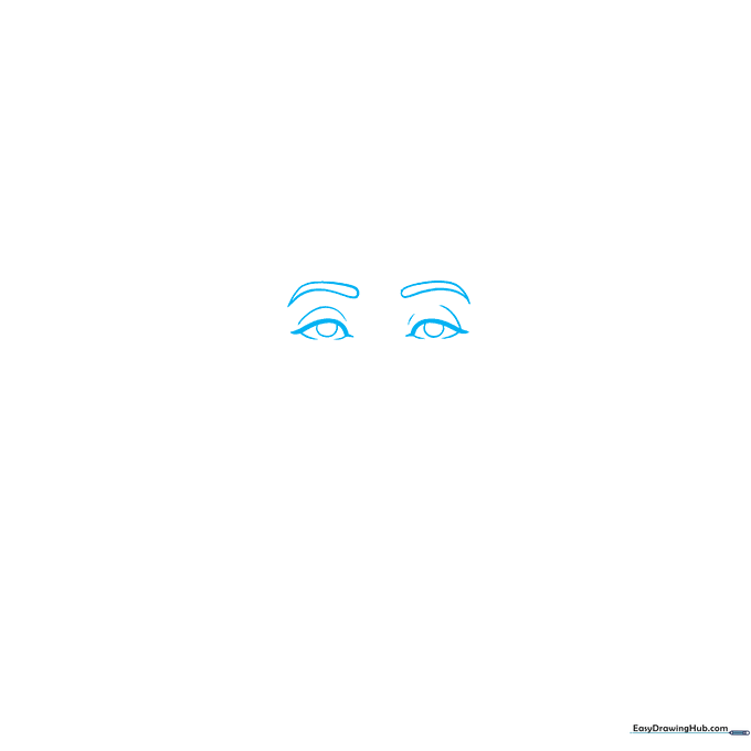 Close-up pencil sketch of Nefertiti's eyes showing thick eyelashes and arched eyebrows.